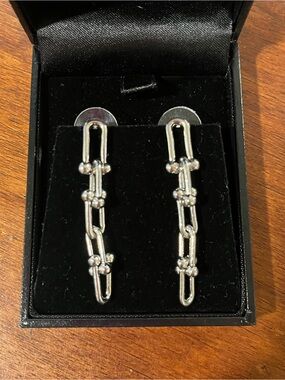 Silver Chain Link Drop Earrings and Bracelet Set